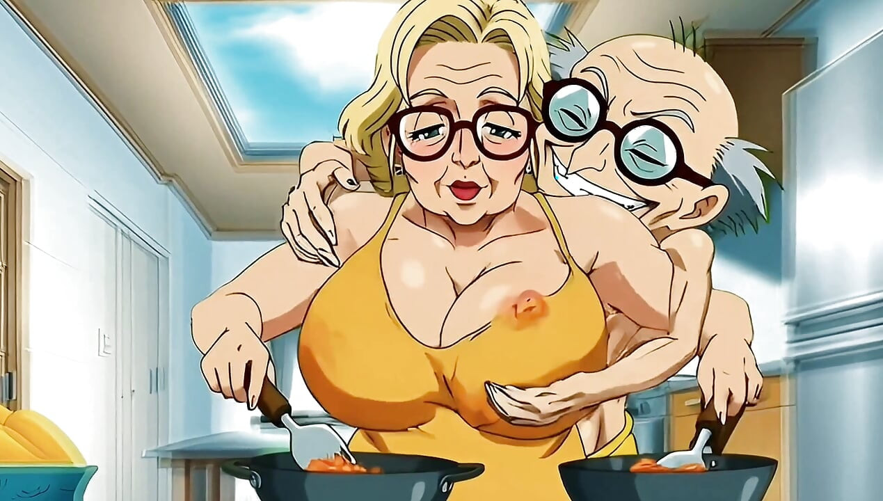 Hentai Granny Gets Double Hot Love for Breakfast