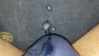 Cumming blue cotton panties