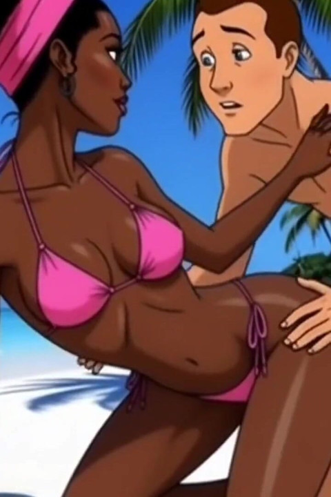 Blanke man neukte een getrouwde zwarte slet op een wild strand. Seksuele nasleep.