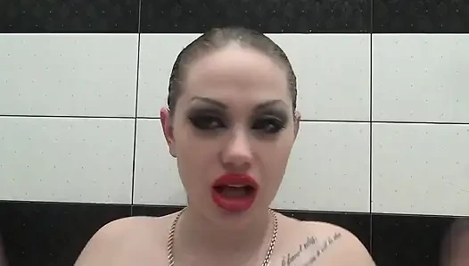Hair washing and wet hair brushing with sexy makeup
