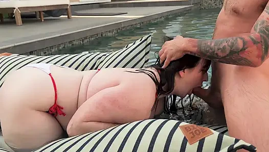 Blowjob & Ass Eating in the Pool - BBW Gets Big Booty Licked - Paige Steele, Steve Rickz