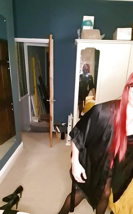 Dressed up in Lingerie and as a Red Head, Mistress Jessica Tantalises and Teases Away with Her Big 10 Dildo