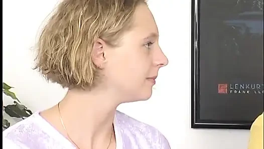 Two lovely teens are pleasuring guy's rod at the casting
