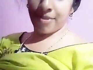 Tamil aunty takes selfie with boobs full of milk