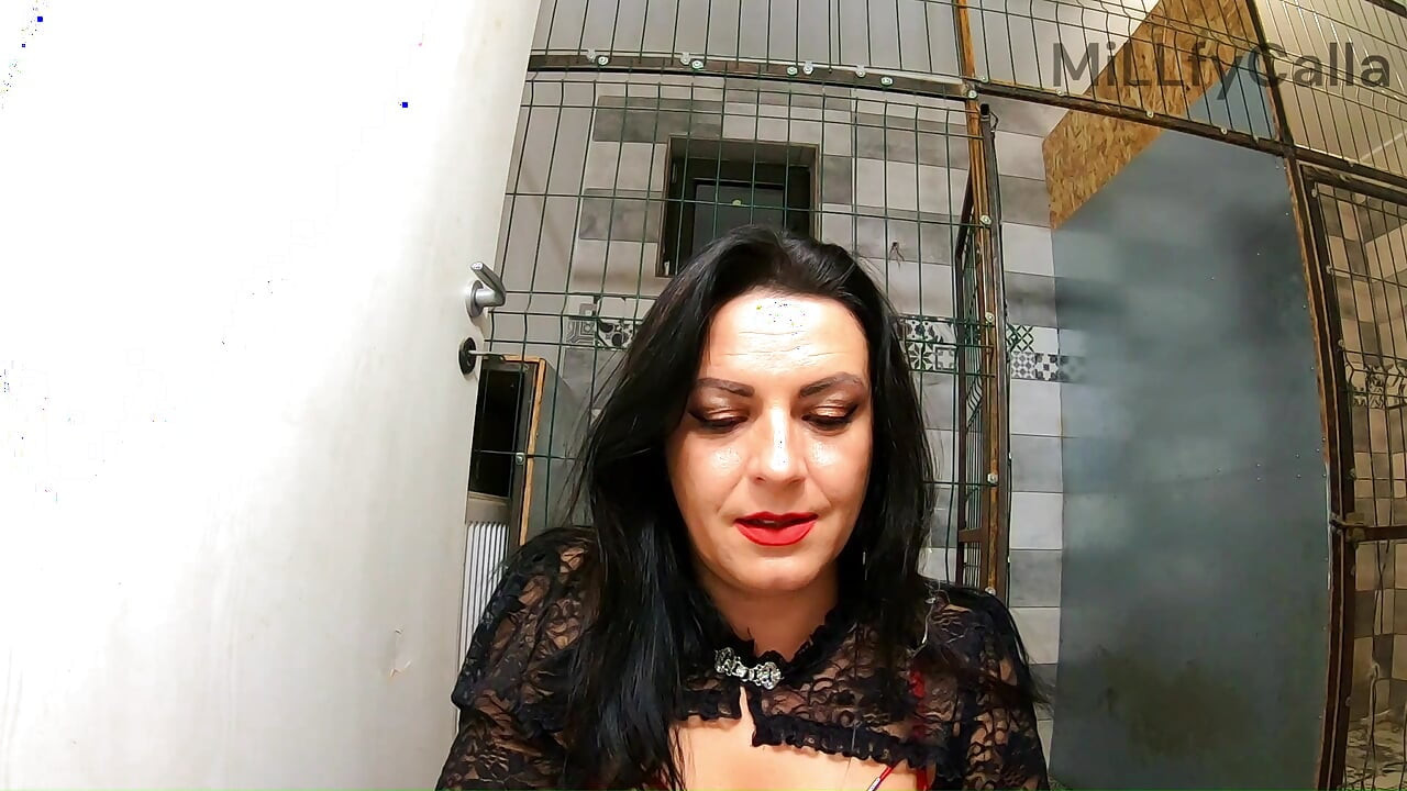 Caged MILF Dance. Red Lingerie, Bodystocking and Bar Grinding Tease