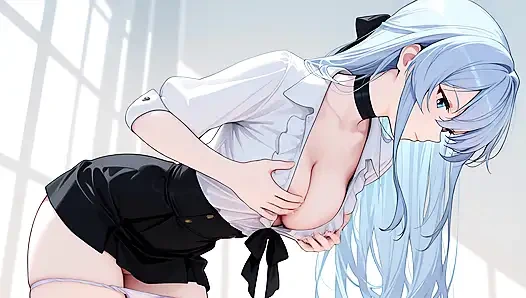 Esdeath came to buy new sexy lingerie and have some fun with a pink dildo. Esdeath hentai cosplay