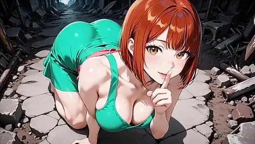Gadis anime rambut merah pantat montoknya dientot habis-habisan di pabrik sampai banjir