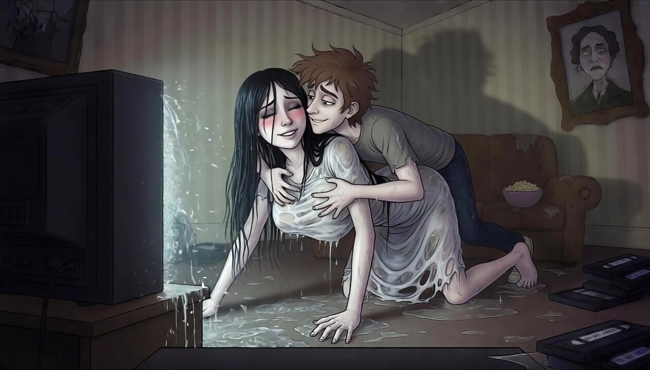 Beautiful Horror Girl Crawled Out of My TV