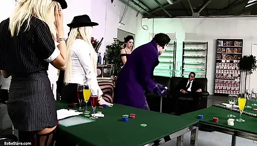 A group get together in costume and turn each other on