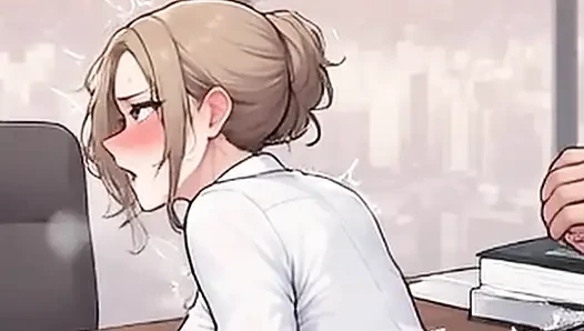 Waifu secretary pov - lingerie merah & ragam rambut di kantor - close-up