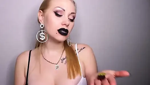 Giantess Swallowing Her Shrinking Slaves in Front of the Eyes of Her New Food-targets!