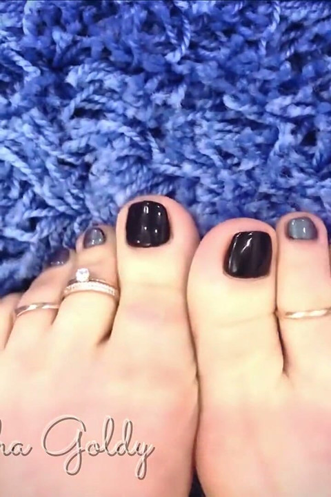 Toes, feet, freshly pedicured toenails, and foot jewelry JOI