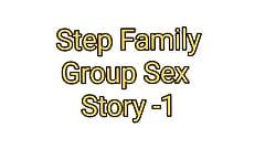 Câu chuyện tình dục nhóm gia đình kế bằng tiếng Hin-di....