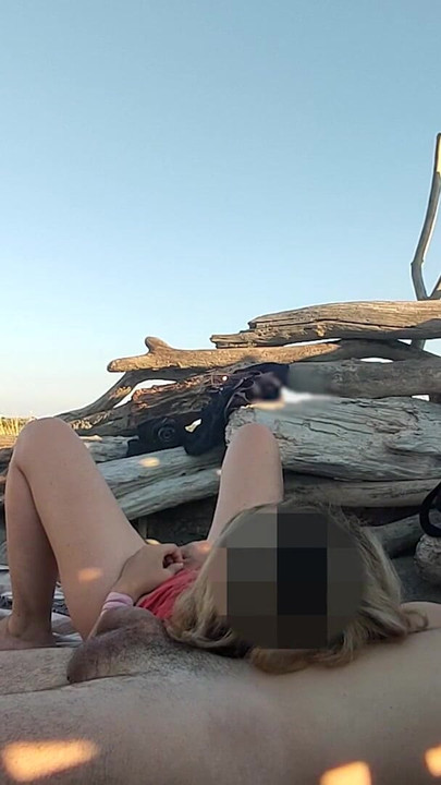 Captivating moment from "Pussy flash - Stranger caught my stepdad touching my pussy on a public beach and jerked off his dick -"