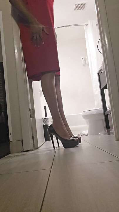 Red dress and heels