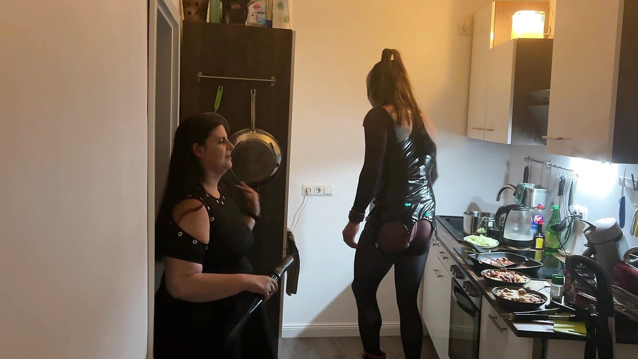 Kinky Kitchen Encounter: Fetish Babe Dominates Her Friend