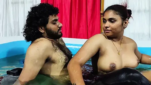 Girl doing hot romance with boy in pool full nude romance