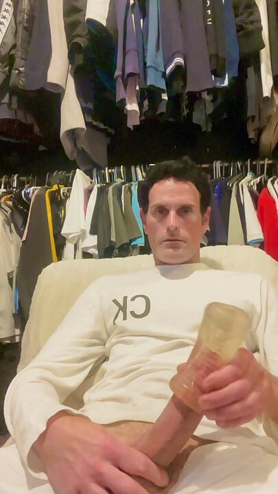 Mike stroking after hot shower