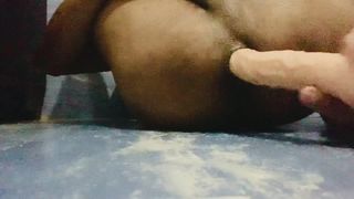 Self fuck with thick dick creampie in ass
