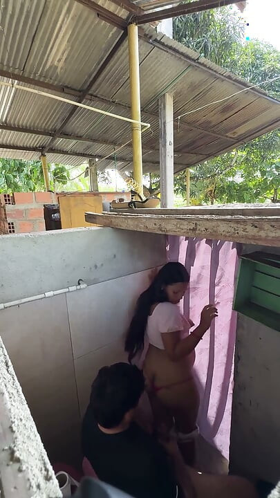Horny Stepsister Calls Her Husband's Stepcousin From the Bathroom to Have Him Fuck Her