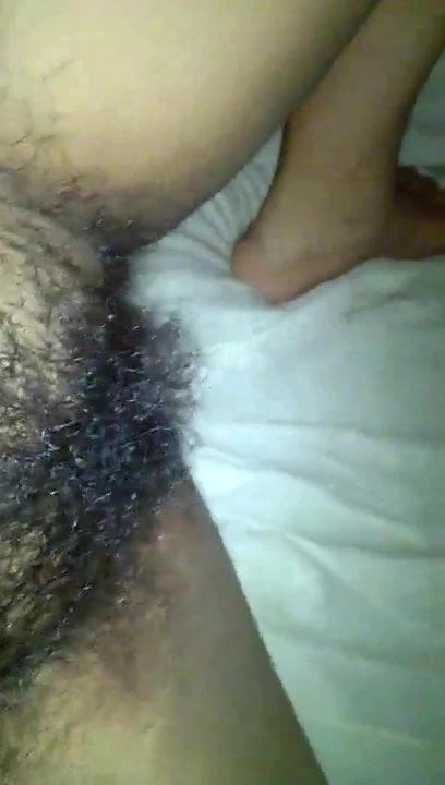 Hairy black pussy with cum