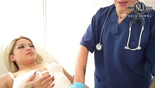 The Little Blonde Goes to the Doctor and Cures Her with Her Huge Cock