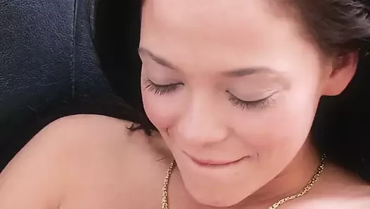Fresh slutty girl with brown hair gets her pussy stuffed