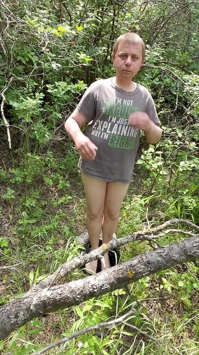 Long naked walk from my clothes to cum
