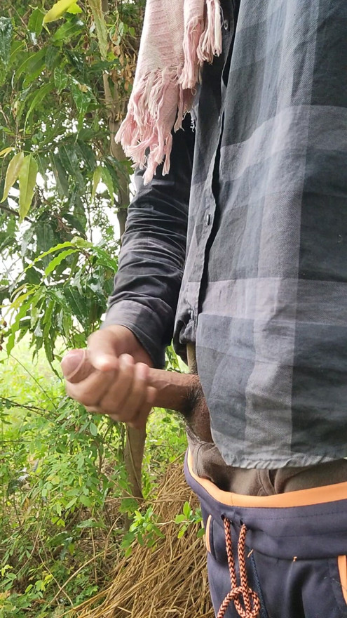Show Big Cock in Rain Outdoor