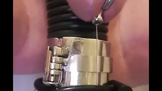 Highlights of 3.5 hour estim session in chastity