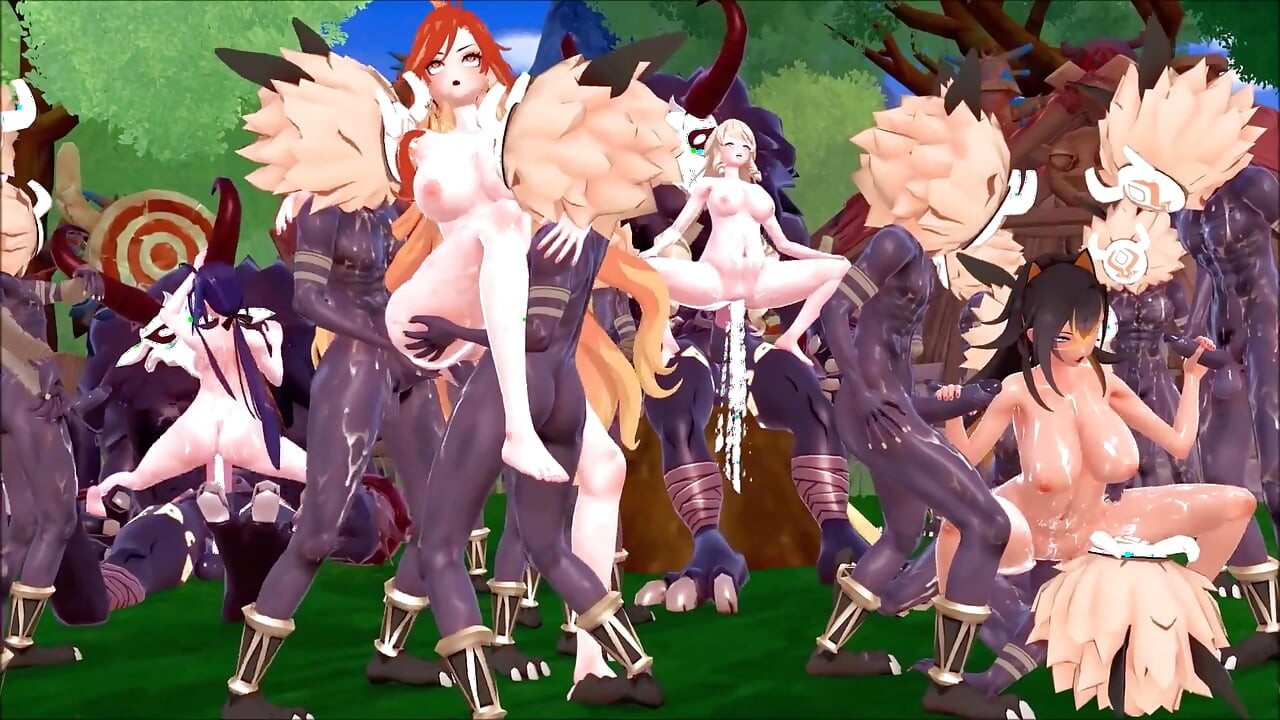 Genshin Impact - Genshin Girls in Hilichurl Beach Camp - Rough Sex - 3D Hentai Animations