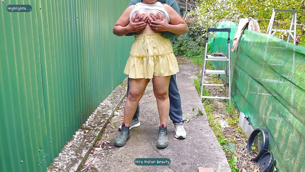Neighbour Jumping Off Fence for Intense Standing Anal Doggy Fuck and Deepthroat Indian Wife