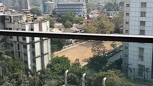 Closeup Outdoor Public Risky  Hot Indian Bengali desi bhabhi getting fucked on a hotel balcony at Mumbai