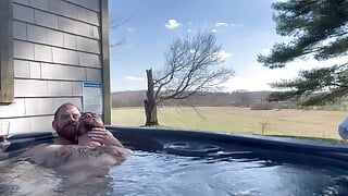Hot tub kind of day on the farm with Dad.