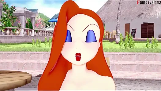 Jessica Rabbit halka açık havuzda sakso çekiyor