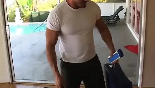 Fit hunk gives blonde babe a massage then she sucks his tool