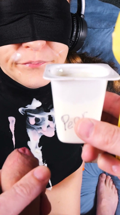 NEW GAME OF TASTE! They didn't leave me a chance, my turtleneck and face are all in cum and yogurt! | Clip 1