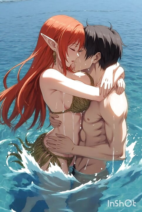 Redhead anime hentai girl fucks in the water