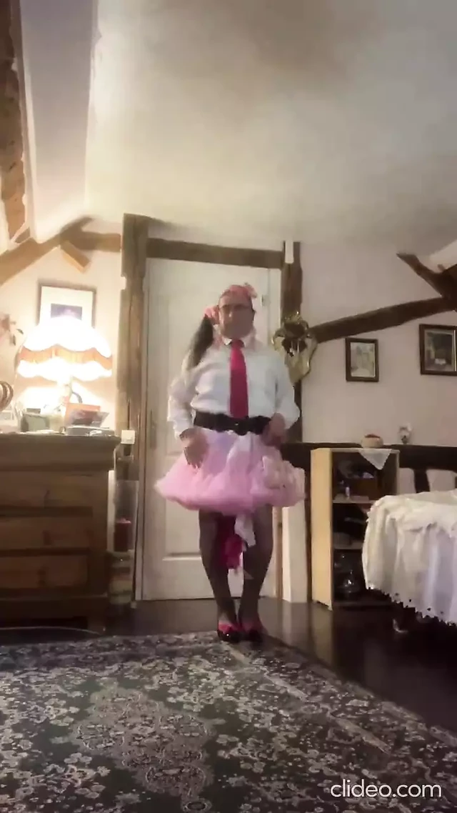 Dressed with a pink frilly petticoat for a night out