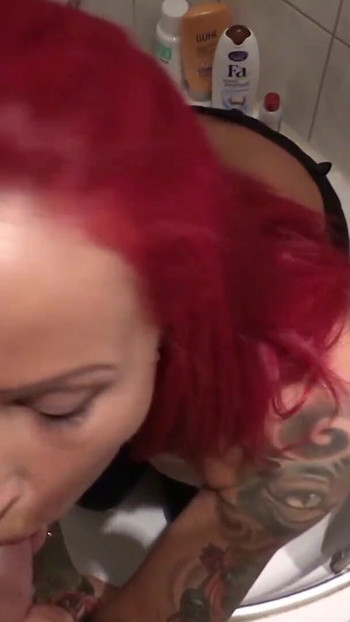 Emotional moment from "Bro Seduce Redhead Leggings Teen to Blow and Cum on Clothes"