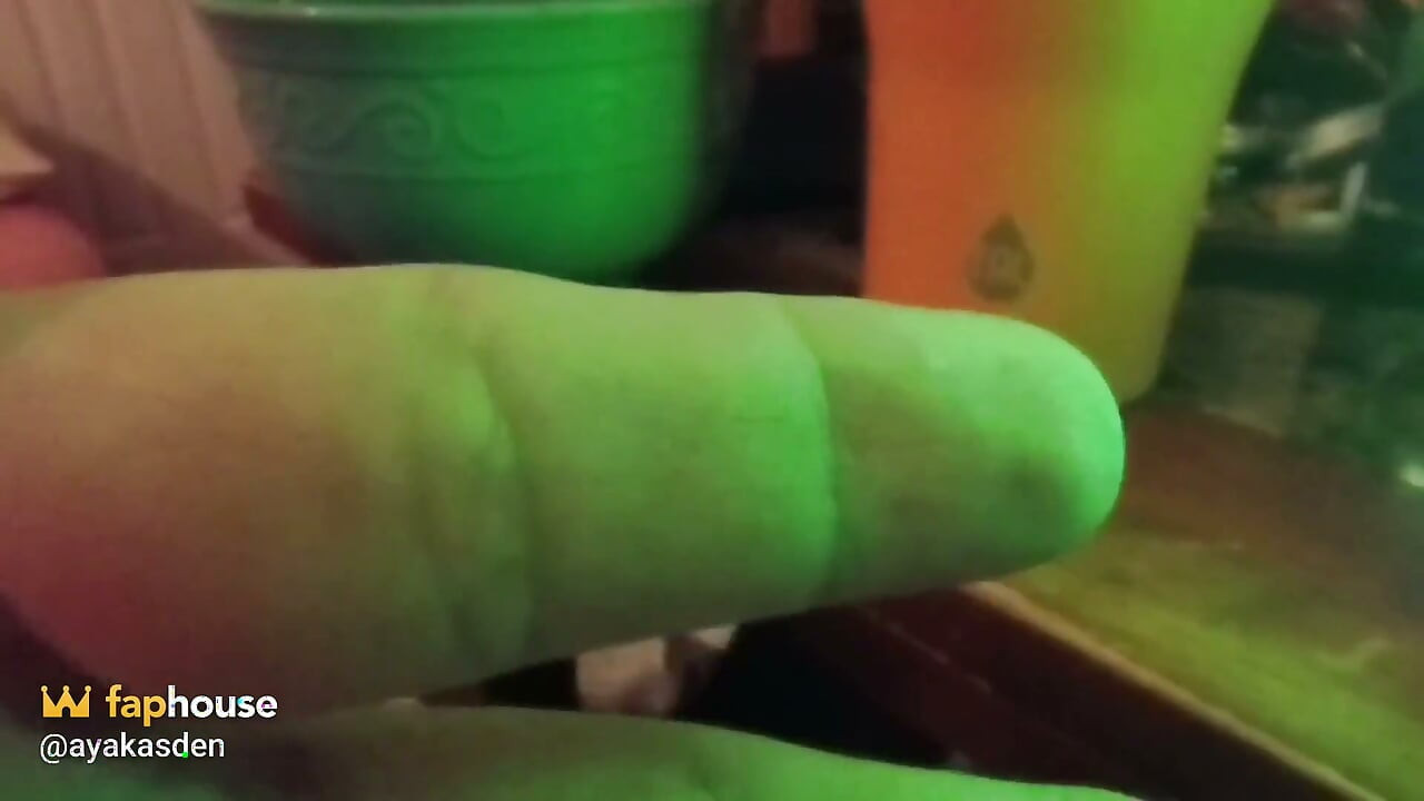 Cumming with a Green Glowing Light
