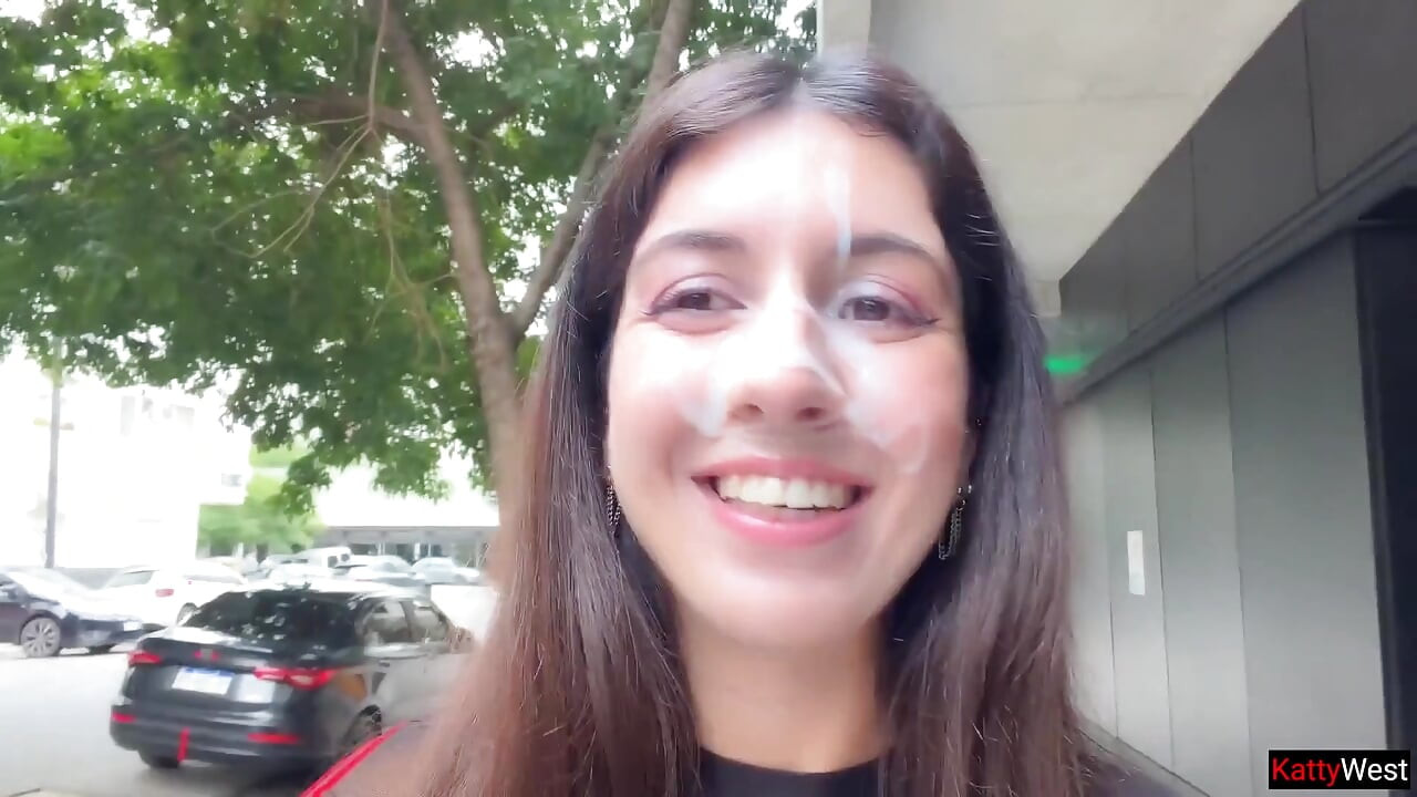 I Love to Walking Covered in Cum! Please Cum on My Face! - Public Cumwalk on Street