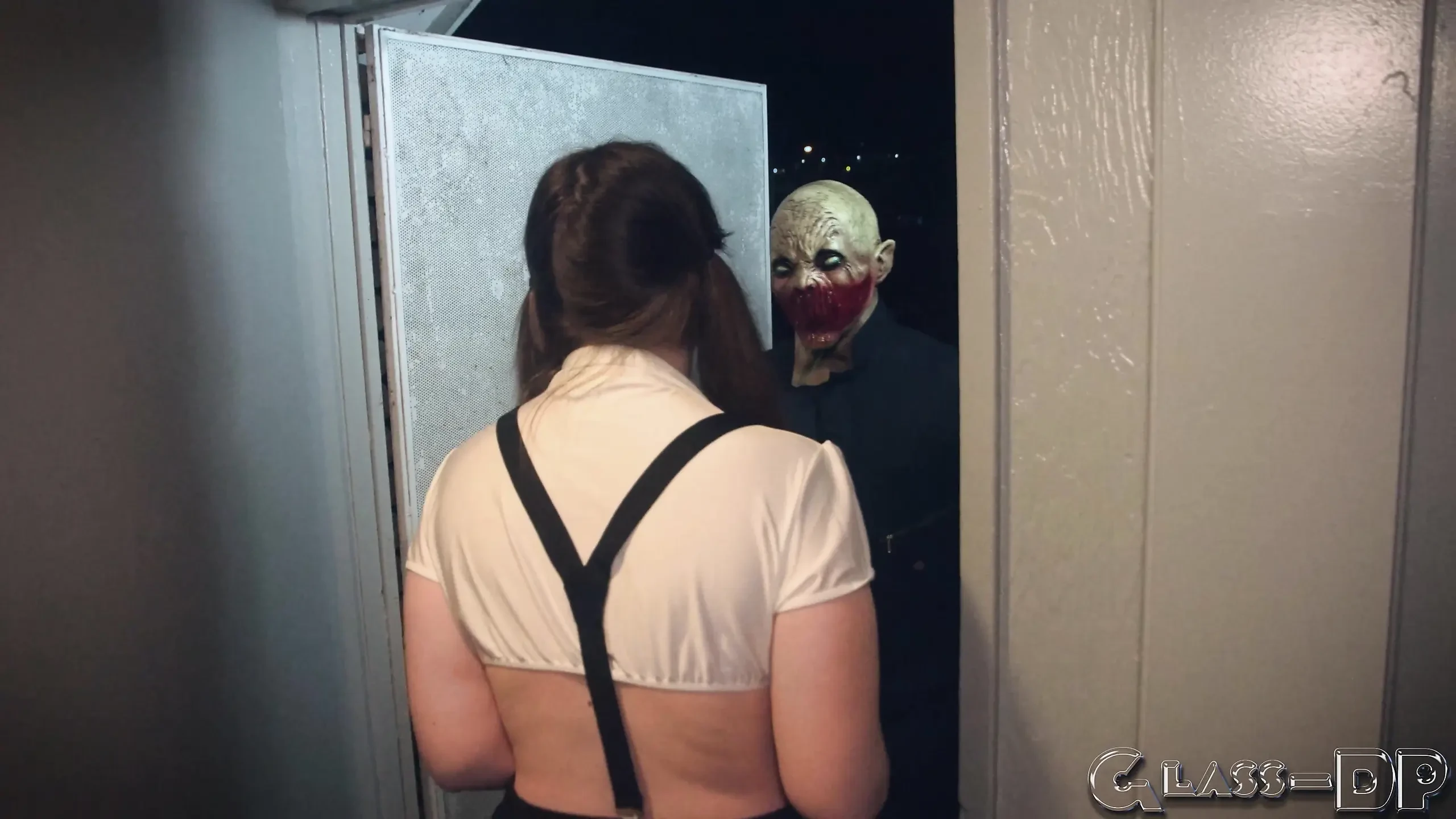 Halloween whore fucks trick-or-treater dressed up like a monster