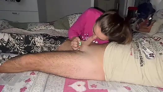 Morning Blowjob and Deepthroat with My Hot Wife