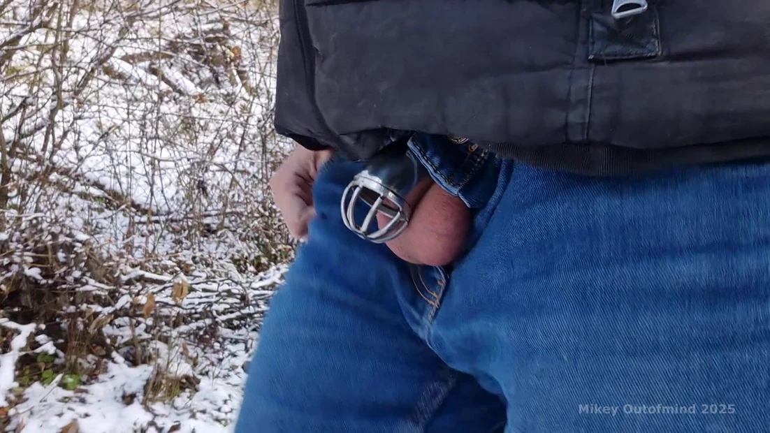 Balls and locked cock winter flashing