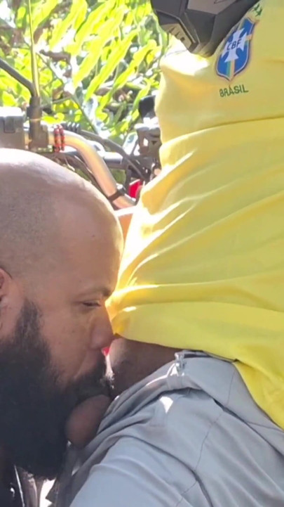 Stepfather Barbudo - the Deviation of the Motorcycle Courier Intense Sex in the Woods.