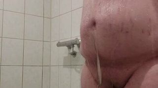 Chubby German in shower
