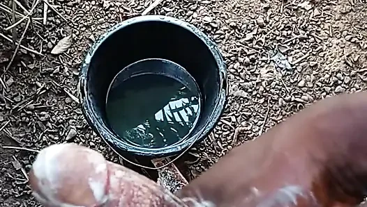 A boy masturbating inside his bathroom with soap