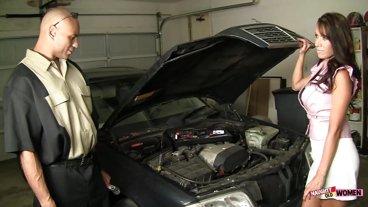 Layla Rider seduces a hunky mechanic and jumps on his stiff shaft after a blowjob