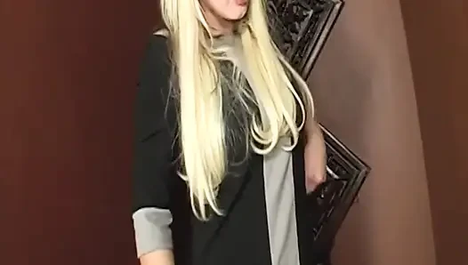 Blonde MILF Spreads Ass and Fingers Dripping Pussy